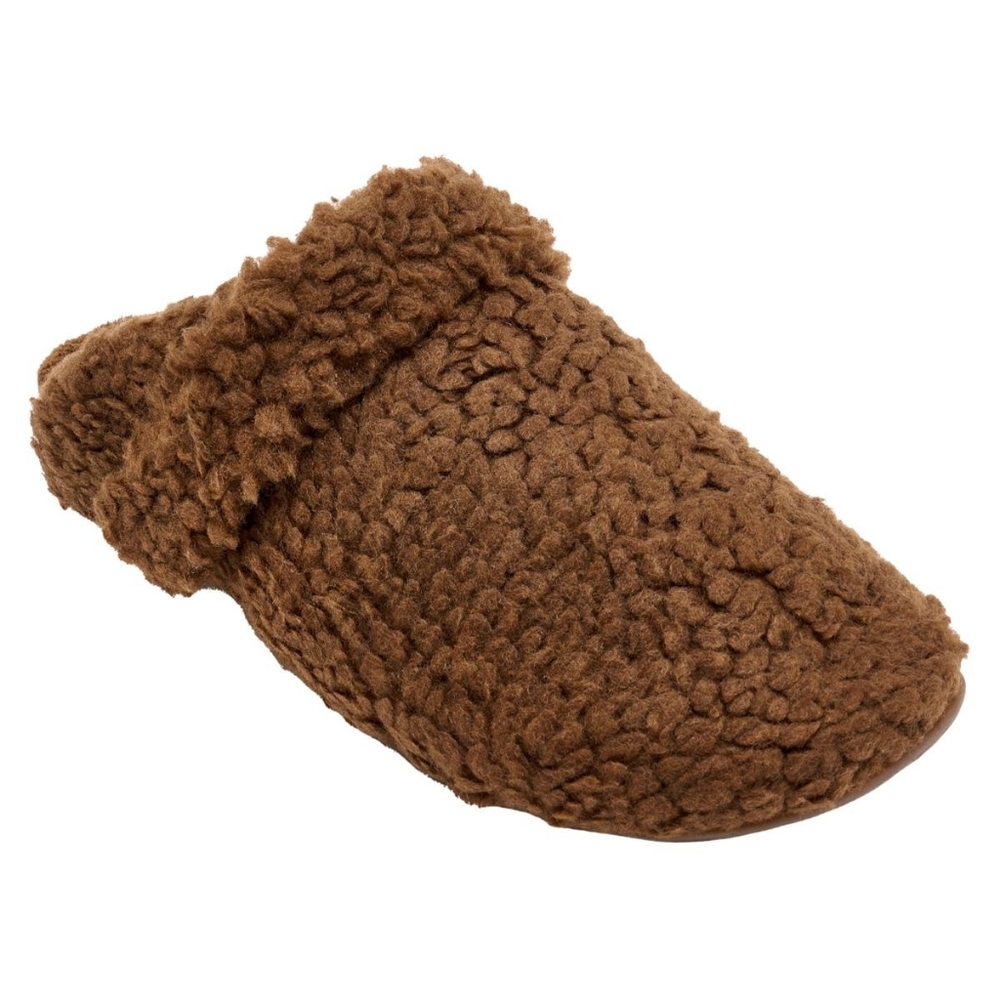 Aetrex Cozy Brown Sherpa Adjustable Orthopidic Slippers